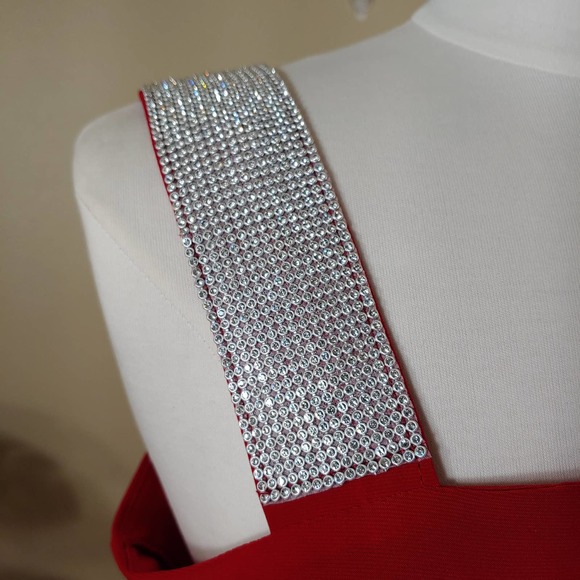 R&M Richards Asymmetric Knee-Length Dress with Draped Shoulder  Size 8 - Picture 4 of 7